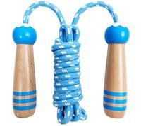 Jump Rope Adjustable with Wooden Handle and Woven Cotton for Girls Boys, Skipping Rope Adult Fitness Exercise Fat burning Gym Training for Men Women Kids(Blue)