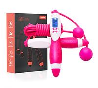 Jump Rope,Digital Counting Speed Jumping Rope Counter for Indoor and Outdoor Fitness Boxing Training Adjustable Weighted Jump Rope Workout for Men,Women,Children Cordless Skipping Rope-Pink
