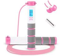 Jump Rope, Digital Weighted Handle Workout Jumping Rope with Calorie Counter for Training Fitness, Adjustable Exercise Speed Skipping Rope for Men, Women, Kids, Girls (Pink)
