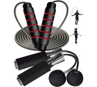 Jump Rope, Exercise Jumprope for Men Women and Kids Workout,Rapid Speed Jumping Rope for Cardio and Endurance Training,for Home Aerobic Exercise Equipment (Black+Red)