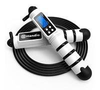 Jump Rope, H Handio Jump Rope with Counter, Workout Jumping Rope with Steel Ball Bearings, Adjustable Length Speed Skipping Rope for Men Women Kids Home Gym, Crossfit, Fitness Exercise (White)