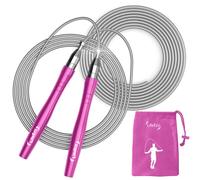 Jump Rope, High Speed Weighted Jump Rope - Premium Quality Tangle-Free - Self-Locking Screw-Free Design - Jump Ropes for Fitness - Skipping Rope for Workout Fitness, Crossfit & Home Exercises (Pink)