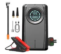 Jump Starter Battery Pack with Air Compressor -Huachuang Car Battery Jump Starter (6.0 Gas/3.0L Diesel), 12V Car Jumper Starter Portable, Jump Box with Smart Jumper Cables, Tire Inflator, LED Light