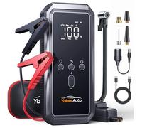 Jump Starter Power Pack with Air Compressor, YaberAuto 150PSI 5000A Car Battery Jump Starter Power Bank (9.0 Gas/8.0L Diesel), 12V Car Battery Booster with Large LCD Display, Lights