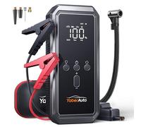 Jump Starter Power Pack with Air Compressor, YaberAuto 150PSI 5000A Car Battery Jump Starter Power Bank (9.0 Gas/8.0L Diesel), 12V Car Battery Booster with Large LCD Display, Lights