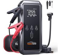 Jump Starter Power Pack with Air Compressor, YaberAuto 150PSI 5000A Car Battery Jump Starter Power Bank (9.0 Gas/8.0L Diesel), 12V Car Battery Booster with Large LCD Display, Lights