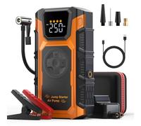 Jump Starter Power Pack combo Tyre Inflator, 6000A 12V Car Battery Booster Jump Starter Power Bank&150PSI Portable Electric Air Compressor with Digital Gauge + Auto Shutoff for Car, Motorcycle, Hybrid