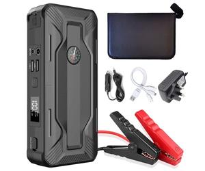 Jump Starter Power Pack-J20, 2000A Peak 12V Car Battery Booster Jump Starter for up to 6L Gas/4L Diesel, Portable Powerbank with 3 USB Cables and Car Charger, 4 LED Modes& LCD Digital Display