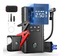 Jump Starter Power Pack with 150PSI Air Compressor, 1800A Peak 12V Car Battery Booster Jump Starter for Petrol & 5L Diesel, Portable Power Bank, Large LCD Display, LED Light, USB QC3.0 (J25)
