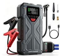 Jump Starter Power Pack with Air Compressor, 12V Car Battery Booster Jump Starter, 8000A Car Starter Power Pack with Jump Leads & Tyre Inflator for 4x4 Off Road Roadside Emergency