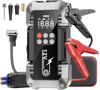 Jump Starter Power Pack with Air Compressor, 4000A Portable Battery Booster with 150PSI Tyre Inflator (All Petrol & 8L Diesel Vehicles), 12V Car Jump Starter Power Bank with Jump Leads, LCD Display