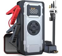 Jump Starter Power Pack with Air Compressor, 5000A 150PSI Car Battery Booster Jump Starter (10L Gas/8L Diesel Engines),12V Power Bank Jump Box with Large Digital Display, Jump Leads