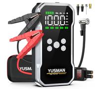 Jump Starter Power Pack with Air Compressor, 6000A 150PSI Portable Car Battery Booster (All Petrol/10L Diesel), 12V Car Jump Starter Power Bank with Jump Leads, LCD Screen, 2 LED Light