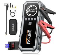 Jump Starter Power Pack with Air Compressor, BRPOM 8000A Portable Jump Starter 160PSI(All Petrol/12L Diesel), 12V Car Jumper Power Bank with Jump Clamps, LCD Screen, Emergency Light