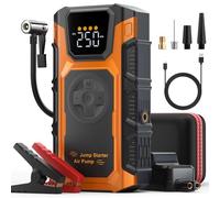 Jump Starter Power Pack with Air Compressor & Tyre Inflator, 5000A Car Battery Booster(for 10L Petrol or 8L Diesel) 12V Jump Starters Power Bank with Jump Leads, 18W Fast Charging, LCD Screen, LED