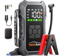 Jump Starter Power Pack with Air Compressor, YaberAuto 5500A Portable Car Battery Booster (All Petrol/10L Diesel), 12V Car Jump Starter Power Bank with Jump Leads, LCD Screen, Emergency Light