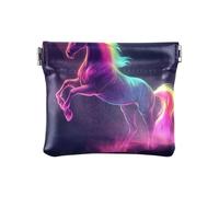 Jump Unicorn Neon Small Coin Purse, Mens Coin Purse, Change Wallets for Women, Jump Unicorn Neon, 4.33x3.74In, Jump Unicorn Neon