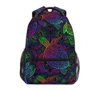 JUMPBEAR Beautiful Psychedelic Boho Mandala Sea Turtle Travel Backpack Laptop Middle School Students Canvas Kids Bookbag Business Waterproof Shoulder Daypack for Womens Mens Boys Gi