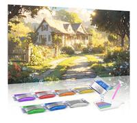 Jumpdot 5D Diamond Painting Large Size Full Drill Countryside View Cottage Diamond Art Home Decoration Living Room DIY Art Kit 35.4x19.7 inches