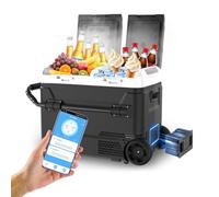 Jumpdy 12 Volt Car Refrigerator, 52Quart(50L) Electric Cooler Dual Zone with Mobile Power SupplyCar fridge Freezer (-4°F~68°F) 12/24V DC & 100-240V AC -BLACK (52 Quart(50L))