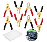 Jumper Cable Clamps Heavy Duty - 8PCS Jumper Cable Ends Battery Charger Clamps, 50A Pure Copper Crocodile Jump Lead Clips, Car Battery Alligator Clips, for Auto Replacement Battery Cables, Red Black