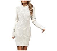 Jumper Dress Dresses for Women Uk-Long Sleeves Lazy Style Outdoor/indoor Slim Fashionable Elegant Hip-Covered Tunic Keep Warm Knitting Solid Color Ribbed Autumn Winter Sexy Flowy Casual Skirts