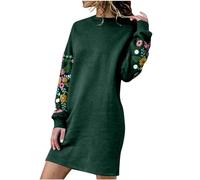 Jumper Dress for Women Sale,Floral Embroidered Women's Fashion Hoodie Mexican Stylish Fall Sweatshirt for Women Crew Neck Raglan Dandelion Printing Long Sleeve Tshirts Blouse Tops