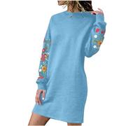 Jumper Dress for Women Sale,Floral Embroidered Women's Fashion Hoodie Mexican Stylish Fall Sweatshirt for Women Crew Neck Raglan Dandelion Printing Long Sleeve Tshirts Blouse Tops