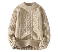 Jumper for Men Uk, Crew Neck Jumpers for Men Uk Chunky Knit Jumper Winter Sweater Unisex Mens Jumpers Cable Knitted Pullover Soft Thermal Sweaters for Men Work Jumper for Men