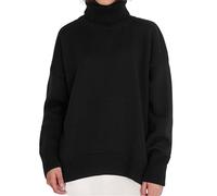 Jumper Ladies Women's Turtleneck Sweater 2024 Fall Winter Chunky Knitted Pullover High Trendy Basic Jumper Top Cable Knit Turtleneck Long Sleeve Jumpers for Women UK Black