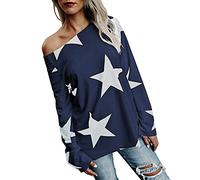 Jumper Longtips Star Women Strapless Sleeve Jumper Sweatshirts Harvest Women's Blouse Top Yellow Ladies, blue, XL