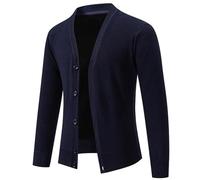 Jumper Mens Xl - Winter V Neck Cardigan Plus Fleece Thickened Knit Sweater (Navy Xxxxl)