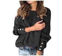 Jumper Women Crew Neck Sweaters Winter, Comfortable Winter Warm Plus Size Solid Oversized Lightweight Knitted Holiday Party Casual Soft Cute Long Sleeve Breathable Fashion Sweatshirts for Sport Travel