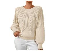 Jumper Women Cute, Cable Knit Sweater Women, Jumpers Long Sleeve Knit Tops Ladies Crew Neck Sweaters Casual Loose Fit Pullover Soft and Skin-Friendly Stretch Jumper
