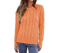 Jumper Women Elegant, Women Winter Sweater, Crew Neck Cable Knit Ribbed Sweater Long Sleeve Tops Casual Knitwear Knitted Cricket Jumper Womens Stretch