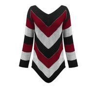 Jumper Women Xmas Tops Womens Clothes 2024 Trendy Women's 2023 Autumn/Winter New Loose Contrast Knitted Top Sweater Orange Juper Women Sweaters Gifts (Red, XXXL)