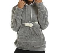 Jumper Women's Red Thick Hoodie for Women in Winter with Large Pocket, Plain Pet Hoodie Couple Set (Grey, XL)