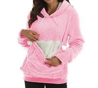 Jumper Women's Red Thick Hoodie for Women in Winter with Large Pocket, Plain Pet Hoodie Couple Set (XXL)
