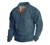 Jumpers for Men Old Sweatshirt Men's Winter Plus Velvet Thickened Warm Cold Proof Heavy Sweatshirts Quilted Sweatshirt Quarter Button Jumper Navy
