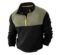 Jumpers For Men Uk Patchwork Half Zip Long Sleeved Sweatshirt Stand Collar Oversized Mems Jumpers Autumn Winter Sportswear Sweatshirts Street Running Lounge Pullover Tops Army Green