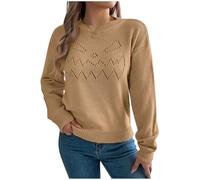 Jumpers for Women UK Cable Knit Jumper Halloween Hollow Crochet Sweaters Lightweight Knitting Sweater Plain Round Neck Long Sleeve Sweatshirts Loose Fit Pullover Top Ladies Knitwear Tunic