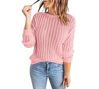 Jumpers for Women UK Cheap Orange Sweater Women New Home Gifts Sports Women Fashion Round Neck Solid Color Long Sleeve Knit Sweater Hollow Top Sweater Ladies Clothes Sale Clearance