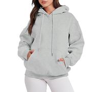 jumpers for women uk clearance essential hoodie cropped hoodie Women's Solid Color Zipperless Long Sleeved Pullover Hooded next day delivery gifts Grey