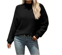 Jumpers for Women UK Clearance Oversized New Ladies Womens Chunky Baggy Jumper Knitted Sweater Thick Top Lightweight Soft Casual Ladies Polo Neck Jumpers Loose Fit Women's Jumpers Black