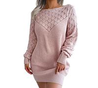 Jumpers for Women UK Clearance Womens Fashion Casual Long Sleeve Solid Knit Turtleneck Long Puff Sleeve Ribbed Knit Short Dress Sweater Ladies Jumpers Size 16 Clearance Women Sweaters