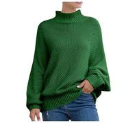 Jumpers for Women Uk, European Style Women's Chunky Knit Batwing Sleeve Roll Neck Pullover Sweater for Cozy Winter Wear