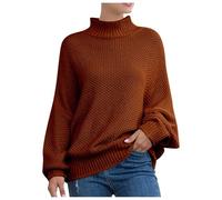 Jumpers for Women Uk, European Style Women's Chunky Knit Batwing Sleeve Roll Neck Pullover Sweater for Cozy Winter Wear