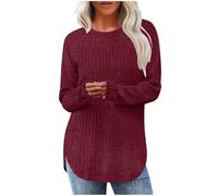 Jumpers for Women UK Long Sleeve Crewneck Loose Fit Pullovrr Lightweight Casual Fashion Elegant Cosy Knit Ladies Sweater Tops Teacher Sweater Wine XXL