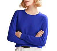 Jumpers for Women UK Solid Color Winter New Knitted Sweater Round Neck Women's Spring and Autumn Winter Long Sleeve Warm Ladies Cashmere Jumpers Blue