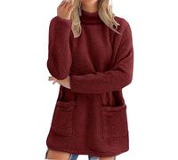 Jumpers for Women UK Winter Fleece Lightweight Sweater Soft Comfortable Long Sleeves Plain Pullover Fall Solid Color Casual Crew Neck Tops Fashion Slim Fit Fairisle